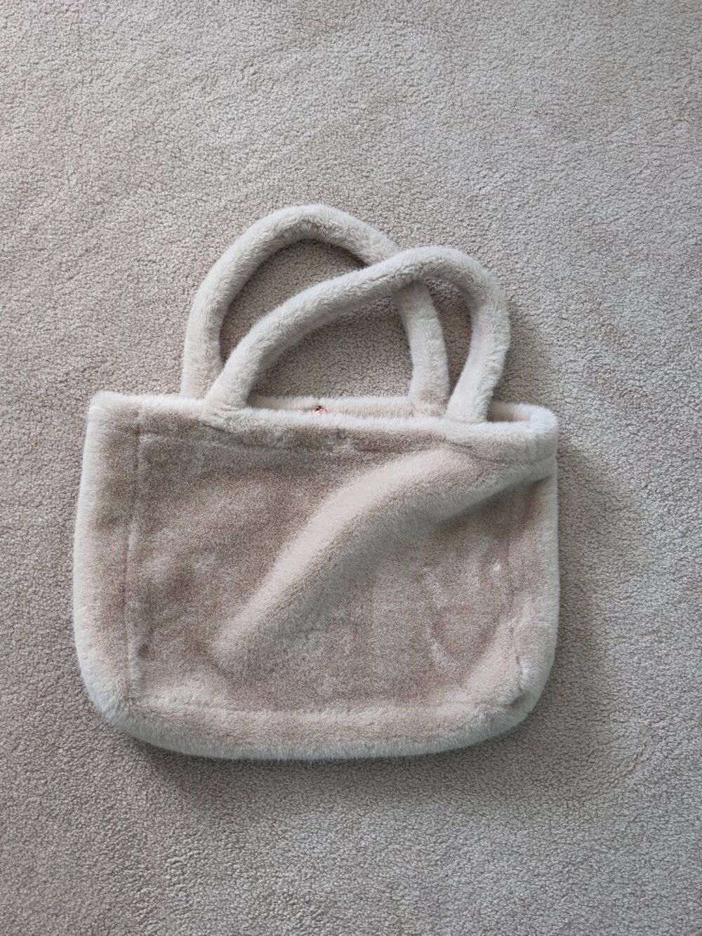 Milk Tea Beige Fluffy Faux Fur Large Handbag Shoulder Bag